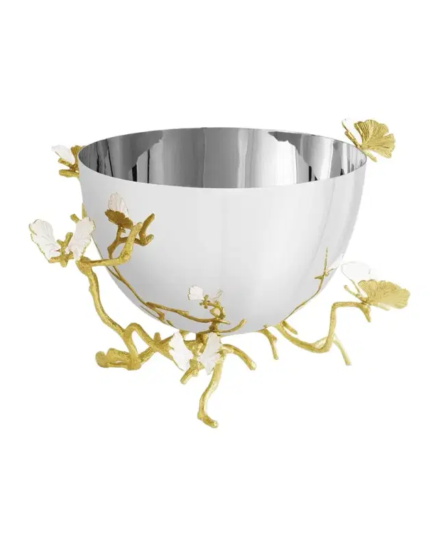 Michael Aram Butterfly Ginkgo White & Gold Serving Bowl