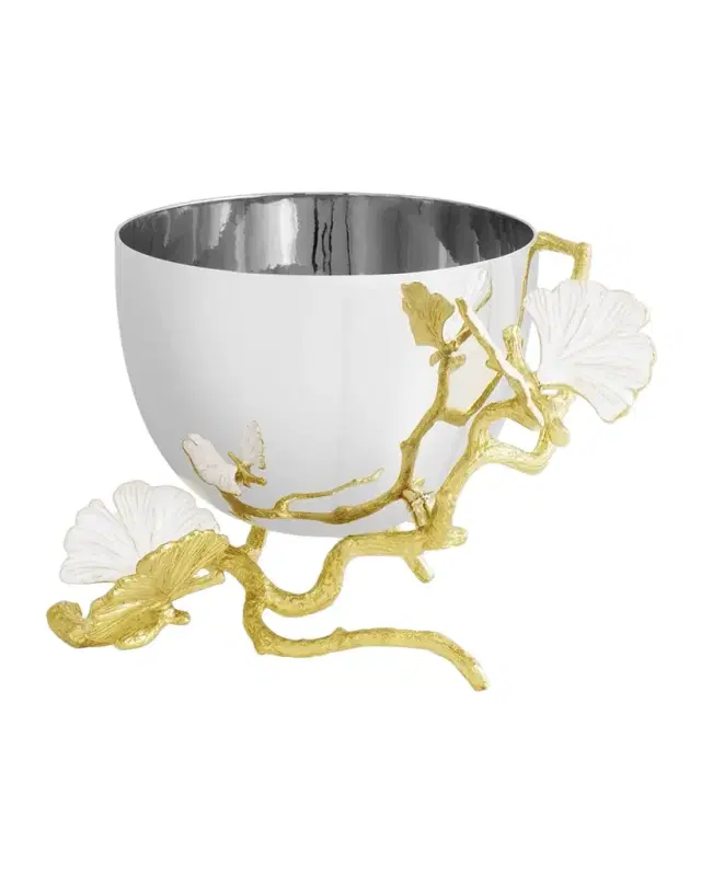 Michael Aram Butterfly Ginkgo White & Gold Nut Bowl