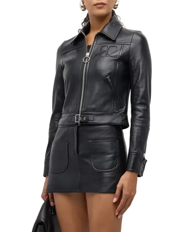 Buckle Leather Biker Jacket