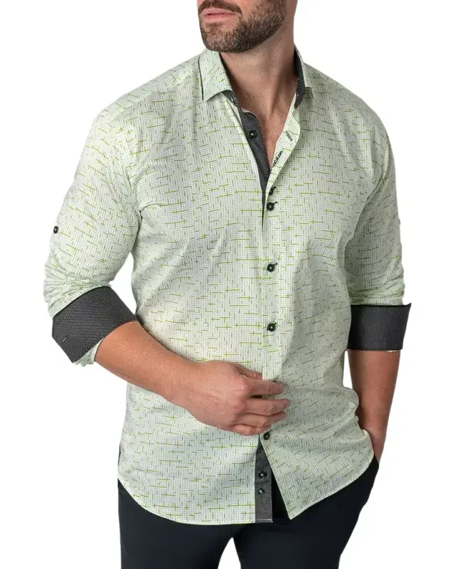 Men 's Contrast-Reverse Patterned Dress Shirt