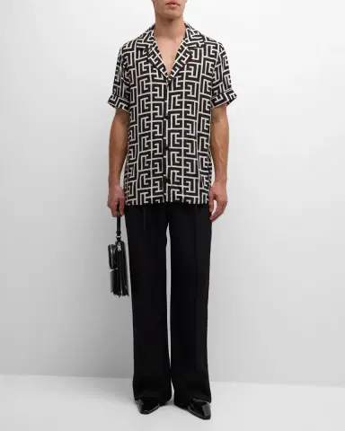 Balmain Men's Monogram Pajama Shirt | Thumbnail 2