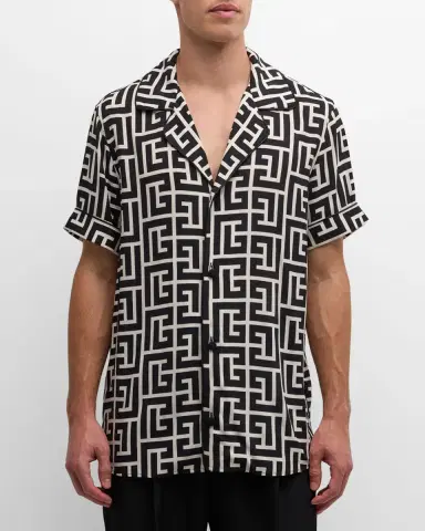 Balmain Men's Monogram Pajama Shirt | Thumbnail 4