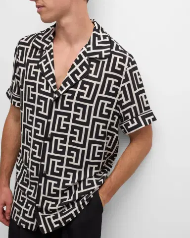Balmain Men's Monogram Pajama Shirt | Thumbnail 6
