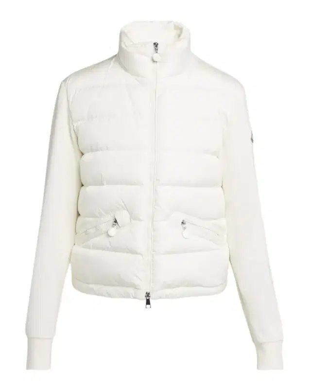 Quilted Nylon Zip-Up Cardigan