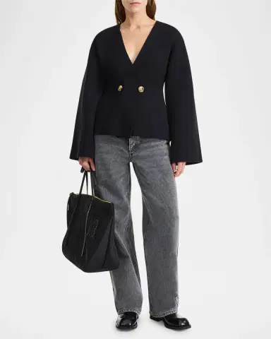 By Malene Birger Tinley Ribbed Double-Breasted Sweater | Thumbnail 2 By Malene Birger Tinley Ribbed Double-Breasted Sweater | Thumbnail 2