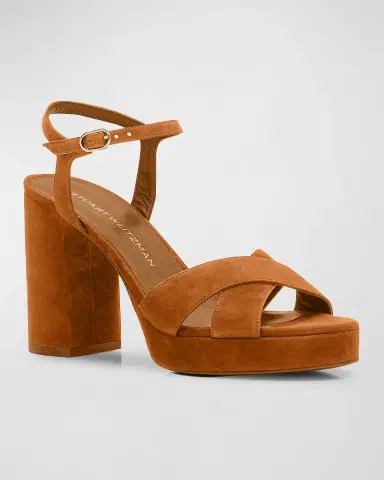 Stuart Weitzman Dayna Suede Crisscross Platform Sandals | Thumbnail 2