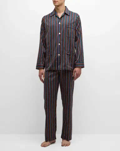 Derek Rose Men's Wellington Striped Cotton Pajama Set | Thumbnail 2 Derek Rose Men's Wellington Striped Cotton Pajama Set | Thumbnail 2