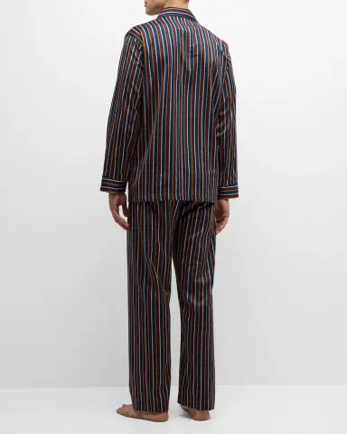 Derek Rose Men's Wellington Striped Cotton Pajama Set | Thumbnail 4 Derek Rose Men's Wellington Striped Cotton Pajama Set | Thumbnail 4