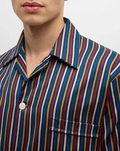 Derek Rose Men's Wellington Striped Cotton Pajama Set | Thumbnail 5 Derek Rose Men's Wellington Striped Cotton Pajama Set | Thumbnail 5