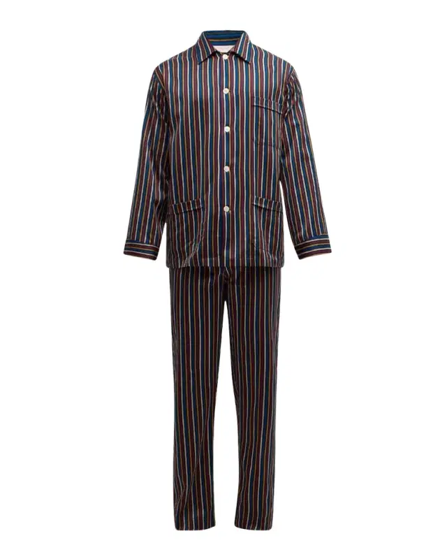 Derek Rose Men 's Wellington Striped Cotton Pajama Set
