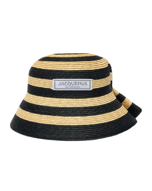 La Chapeau Vela Striped Raffia Bucket Hat