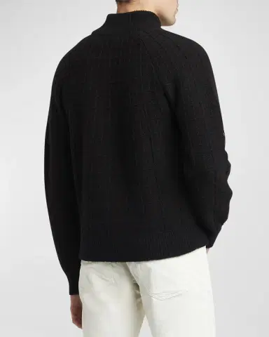 Brioni Men's Cashmere Jacquard Full-Zip Sweater | Thumbnail 3 Brioni Men's Cashmere Jacquard Full-Zip Sweater | Thumbnail 3