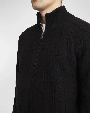Brioni Men's Cashmere Jacquard Full-Zip Sweater | Thumbnail 5 Brioni Men's Cashmere Jacquard Full-Zip Sweater | Thumbnail 5