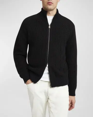 Brioni Men's Cashmere Jacquard Full-Zip Sweater | Thumbnail 6 Brioni Men's Cashmere Jacquard Full-Zip Sweater | Thumbnail 6