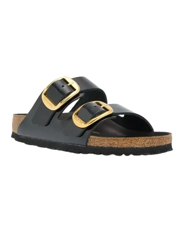 Arizona Leather Dual-Buckle Slide Sandals
