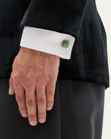 Tateossian Men's Silver Amaroo Turquoise Cabochon Cufflinks | Thumbnail 2