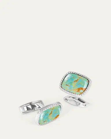 Tateossian Men's Silver Amaroo Turquoise Cabochon Cufflinks | Thumbnail 3