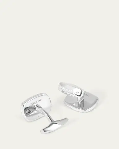 Tateossian Men's Silver Amaroo Turquoise Cabochon Cufflinks | Thumbnail 4