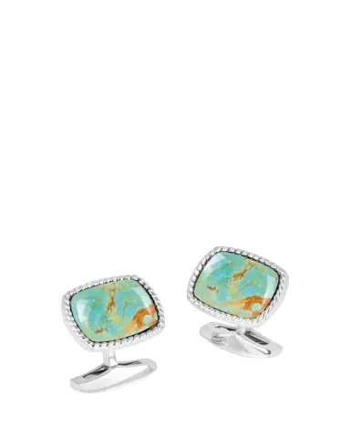 Tateossian Men's Silver Amaroo Turquoise Cabochon Cufflinks | Thumbnail 1