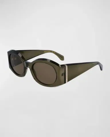 Ferragamo Sculptural Plastic Oval Sunglasses | Thumbnail 2