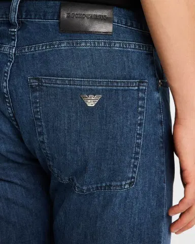 Emporio Armani Men's Washed Denim Five-Pocket Pants | Thumbnail 5