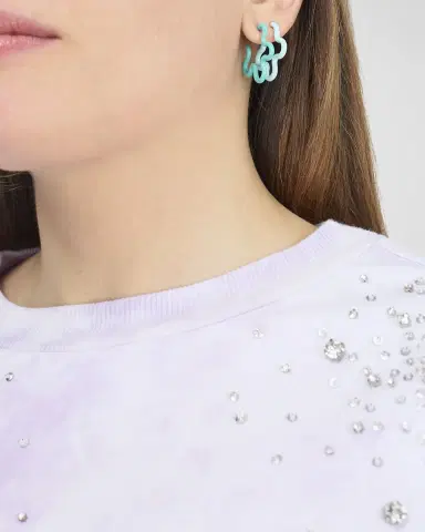 Bea Bongiasca Two-Tone Asymmetrical Flower Earrings with Enamel | Thumbnail 2