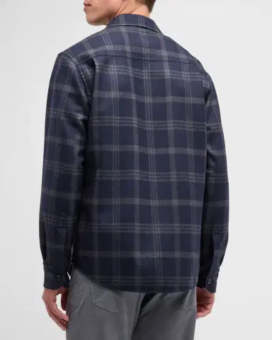Brioni Men's Plaid Double-Face Overshirt | Thumbnail 2