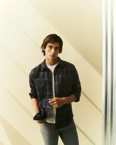 Brioni Men's Plaid Double-Face Overshirt | Thumbnail 4