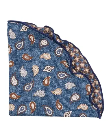 Edward Armah Men's Silk Reversible Houndstooth and Paisley Pocket Round | Thumbnail 1