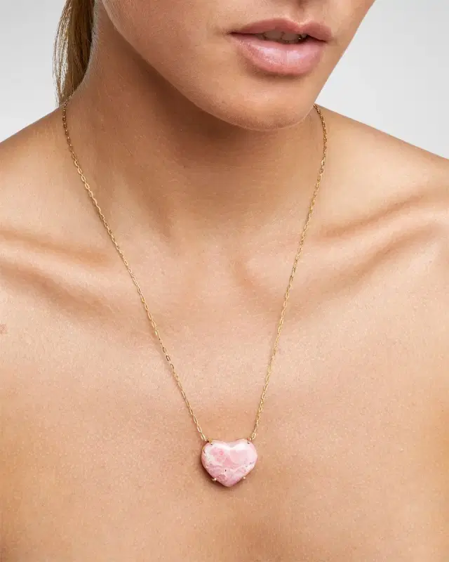 Rhodochrosite Heart Pendant Necklace