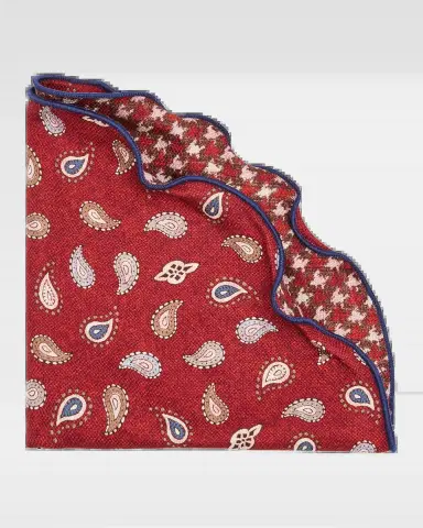 Edward Armah Men's Silk Reversible Houndstooth and Paisley Pocket Round | Thumbnail 2