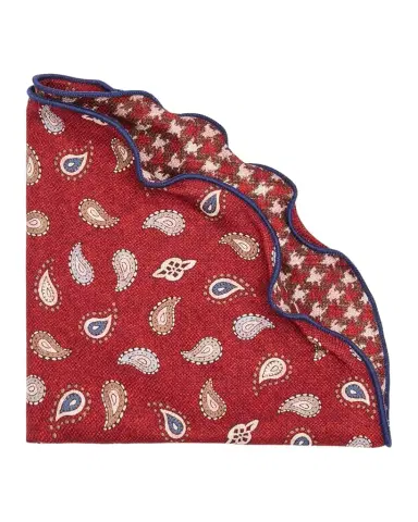 Edward Armah Men's Silk Reversible Houndstooth and Paisley Pocket Round | Thumbnail 1