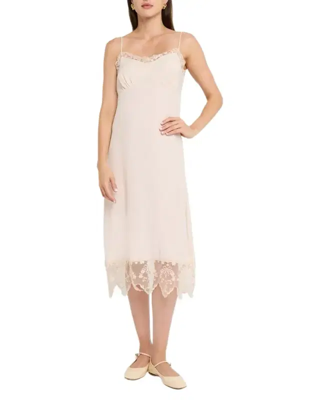 Lace-Trim Slip Dress