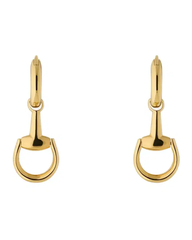 18K Yellow Gold Horsebit Drop Earrings