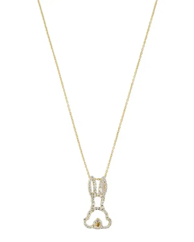 18K Yellow Gold Tiny Treasures Diamond Bunny Pendant Necklace