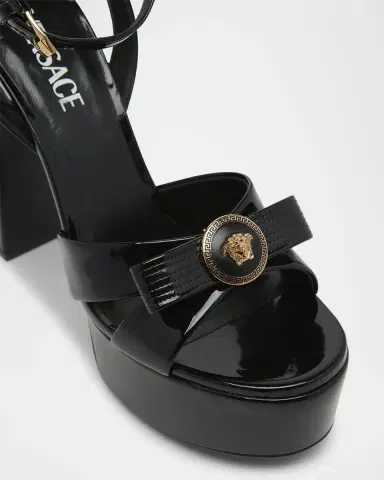 Versace Gianni Patent Bow Platform Sandals | Thumbnail 5