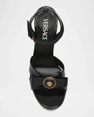 Versace Gianni Patent Bow Platform Sandals | Thumbnail 6