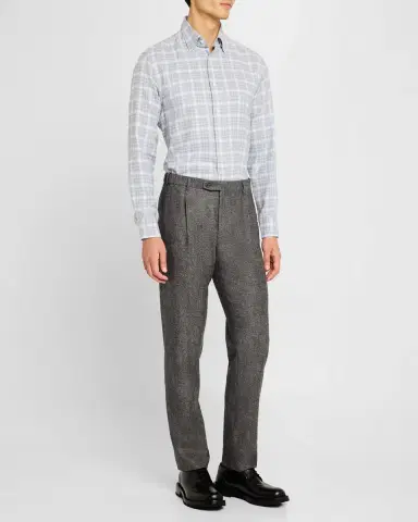 Brioni Men's Check Flannel Casual Button-Down Shirt | Thumbnail 2
