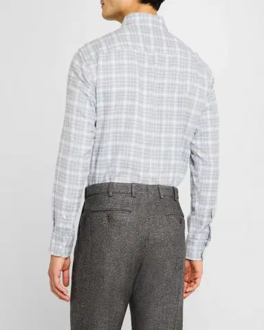 Brioni Men's Check Flannel Casual Button-Down Shirt | Thumbnail 3