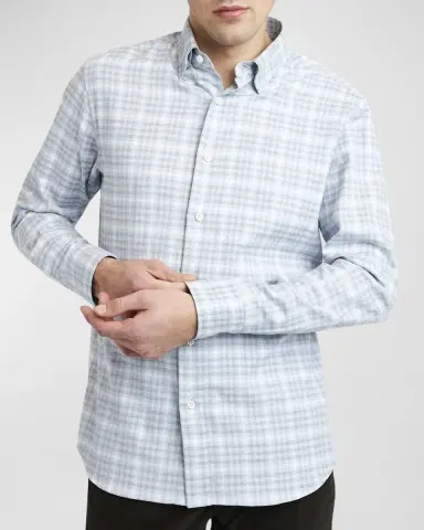 Brioni Men's Check Flannel Casual Button-Down Shirt | Thumbnail 6