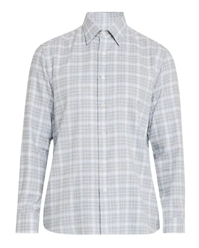 Men 's Check Flannel Casual Button-Down Shirt