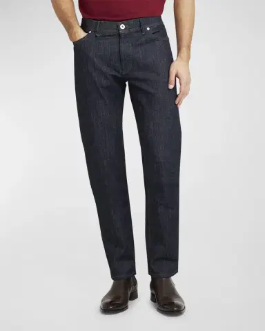 Brioni Men's Dark Wash Straight-Leg Jeans | Thumbnail 3