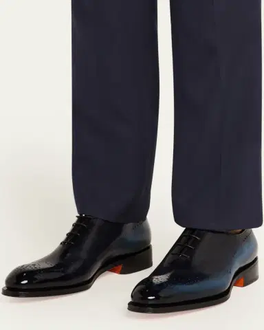 Santoni Men's Kaj Bicolor Brogue Leather Oxfords | Thumbnail 2