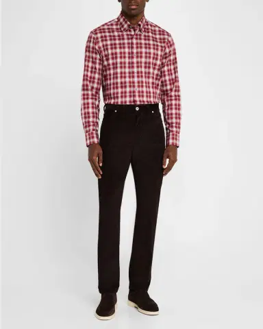 Brioni Men's Cotton Check Casual Button-Down Shirt | Thumbnail 2 Brioni Men's Cotton Check Casual Button-Down Shirt | Thumbnail 2