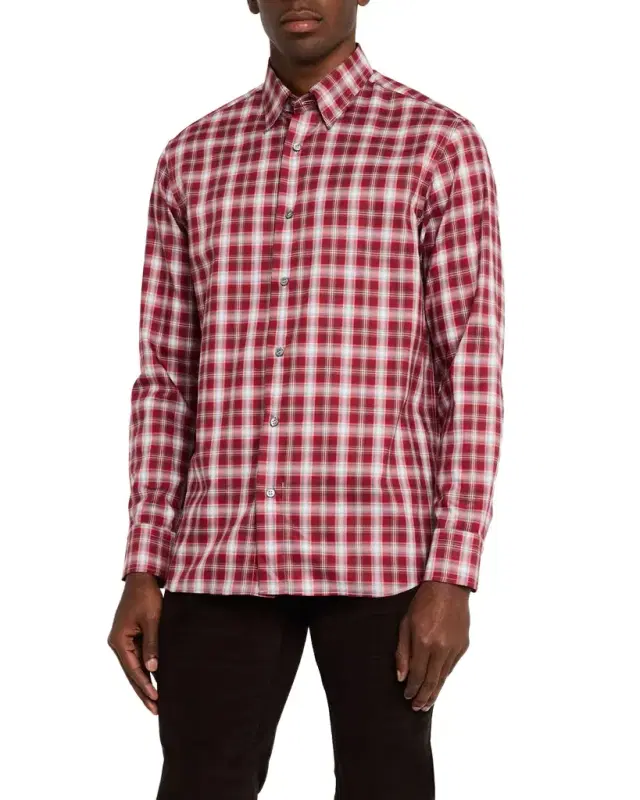Brioni Men 's Cotton Check Casual Button-Down Shirt