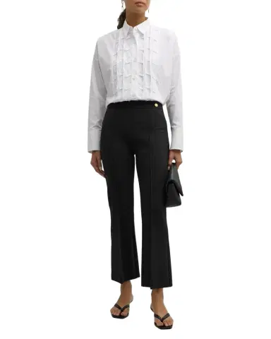 CALLAS MILANO Lola Cropped Pintuck Flare-Leg Pants | Thumbnail 1 CALLAS MILANO Lola Cropped Pintuck Flare-Leg Pants | Thumbnail 1