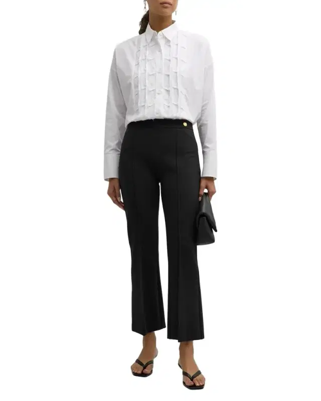 CALLAS Milano Lola Cropped Pintuck Flare-Leg Pants