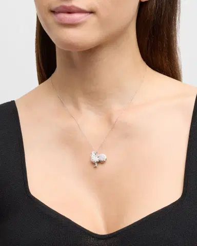 Roberto Coin 18K White Gold Tiny Treasures Diamond Rooster Pendant Necklace | Thumbnail 2 Roberto Coin 18K White Gold Tiny Treasures Diamond Rooster Pendant Necklace | Thumbnail 2