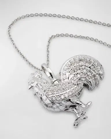Roberto Coin 18K White Gold Tiny Treasures Diamond Rooster Pendant Necklace | Thumbnail 3 Roberto Coin 18K White Gold Tiny Treasures Diamond Rooster Pendant Necklace | Thumbnail 3