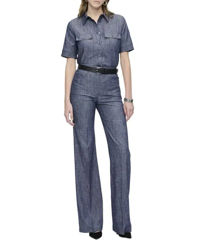 Vesper Button-Down Stretch Denim Shirt